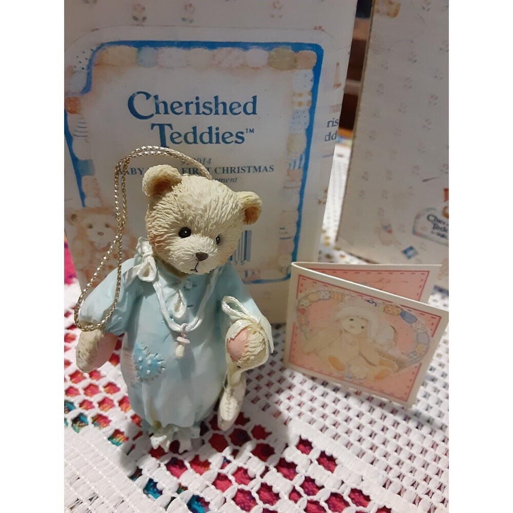 Cherished Teddies Enesco Baby Boy's First Christmas Ornament Dated 1993 in Box